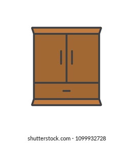 Wardrobe flat line colored icon.