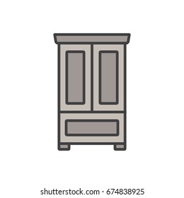 Wardrobe flat line icon. Furniture.