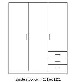 Wardrobe flat vector line art.