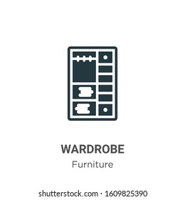 Wardrobe glyph icon vector on white background. Flat vector wardrobe icon symbol sign from modern furniture collection for mobile concept and web apps design.