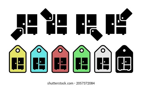 Wardrobe glyph vector icon in tag set illustration for ui and ux, website or mobile application
