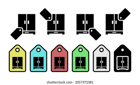 Wardrobe glyph vector icon in tag set illustration for ui and ux, website or mobile application