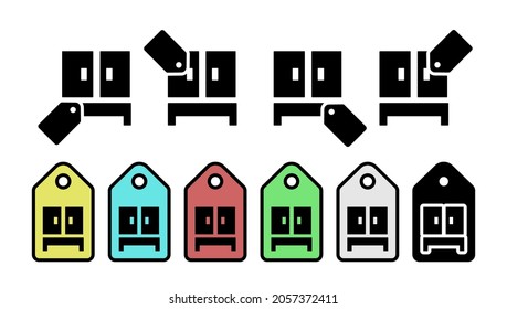 Wardrobe glyph vector icon in tag set illustration for ui and ux, website or mobile application