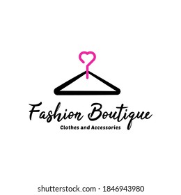 Wardrobe Hanger Logo, Fashion, Dry Cleaning, Clothing Store Vector Icon. Logo For Atelier, Wedding Boutique, Women's Clothing Store. Vector Template Of The Brand For The Fashion Designer. 