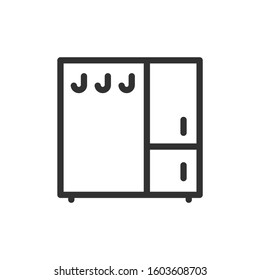 wardrobe with hangers for clothes, Wardrobe , furniture, linear icon. Editable stroke