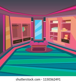 Wardrobe at Home with Cartoon Style Background for Children Vector Ilustration Concept Ideas