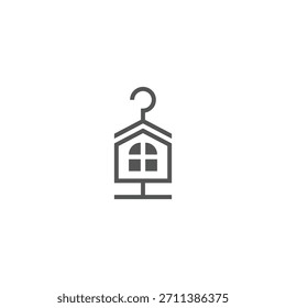 Logotipo de la casa del guardarropa con estilo simple de la línea
