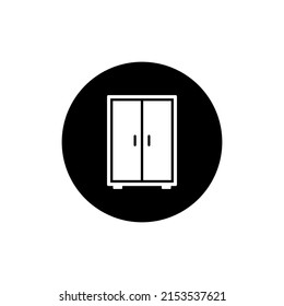 Wardrobe icon in black round for apps and web sites