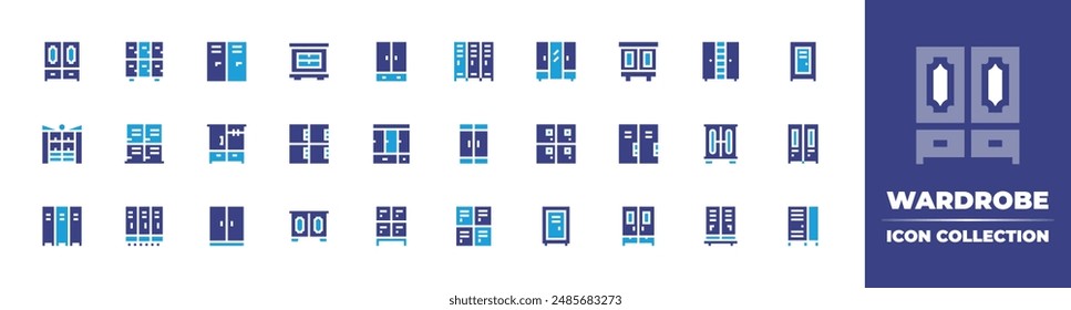 Wardrobe icon collection. Duotone color. Vector illustration. Containing closet, wardrobe, locker, lockers, cabinet, dressingroom.