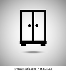 Wardrobe Icon. Flat style.Grey background. Vector illustration.