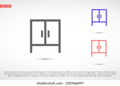 Wardrobe icon isolated on background. Wardrobe icon Flat design vector illustration of cupboard icon. Wardrobe icon