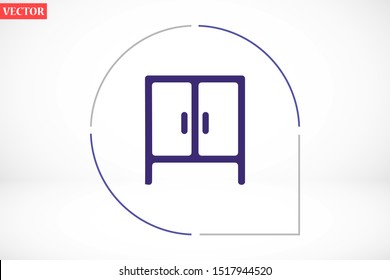 Wardrobe icon isolated on background. Wardrobe icon Flat design vector illustration of cupboard icon. Wardrobe icon