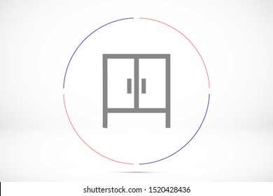 Wardrobe icon isolated on background. Wardrobe icon Flat design vector illustration of cupboard icon. Wardrobe icon
