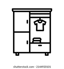 Wardrobe Icon. Line Art Style Design Isolated On White Background