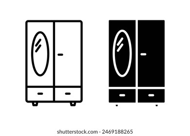 wardrobe icon, line style vector on white background	