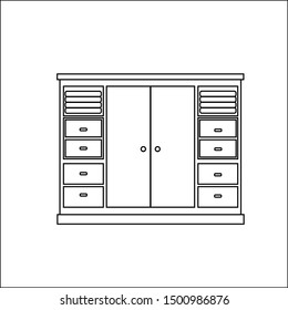 Wardrobe icon on white background. Can be used for web or mobile apps icon. Wardrobe icon in flat style.