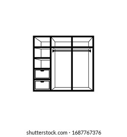 Wardrobe Icon With Outline Style Vector