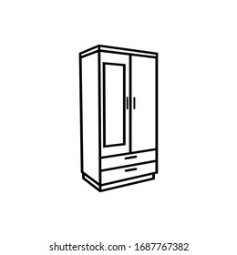 Wardrobe Icon With Outline Style Vector