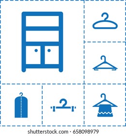 Wardrobe icon. set of 6 wardrobe filled icons such as hanger, clothes on hanger