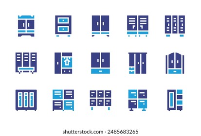 Wardrobe icon set. Duotone color. Vector illustration. Containing wardrobe, changingroom, closet, cabinet, cupboard, lockerroom, lockers, locker.