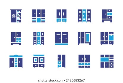 Wardrobe icon set. Duotone color. Vector illustration. Containing wardrobe, cupboard, closet, changingroom, locker.