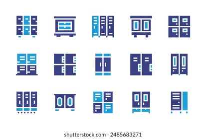 Wardrobe icon set. Duotone color. Vector illustration. Containing wardrobe, locker, lockers, closet, cabinet.