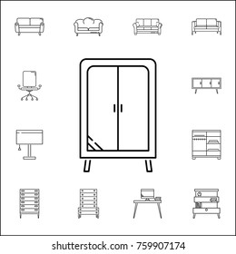 wardrobe icon. Set of household accessories icons. Signs, outline furniture collection, simple thin line icons for websites, web design, mobile app, info graphics on white background