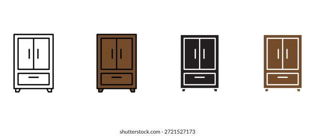 Wardrobe icon set vector on white background. cabinet, furniture, home decor, interior design symbol. vector illustration.
