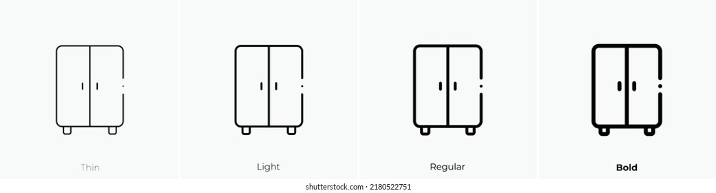 icono del armario. Diseño delgado, ligero y audaz aislado en un fondo blanco