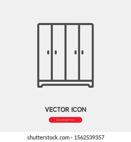Wardrobe icon vector. Wardrobe symbol. Linear style sign for mobile concept and web design. Wardrobe symbol illustration. Pixel vector graphics - Vector.