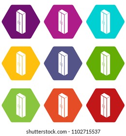 Wardrobe icons 9 set coloful isolated on white for web