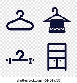 Wardrobe icons set. set of 4 wardrobe filled icons such as hanger