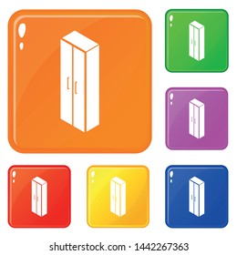 Wardrobe icons set collection vector 6 color isolated on white background