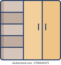 design de ícone de cor linear interior do guarda-roupa