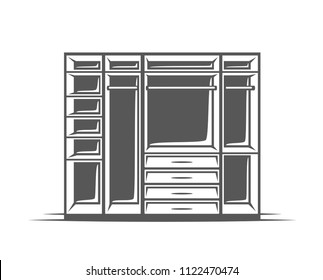 Wardrobe isolated on white background. Symbols for furniture design logos and emblems. Vector illustration