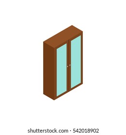 Wardrobe isometric icon or logo. 3d vector illustration of wardrobe. Isometric vector furniture. Element of home interior for web design, mobile app, infographic. Vector isometric icon of waardrobe