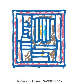 guarda-roupa criança quarto doodle ícone esboço vetor. guarda-roupa criança quarto sinal. símbolo isolado ilustração