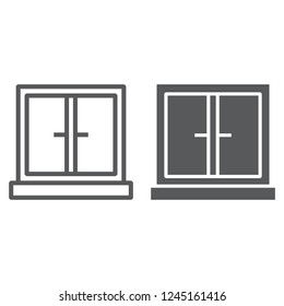 Wardrobe line and glyph icon, furniture and home, cupboard sign, vector graphics, a linear pattern on a white background.