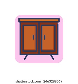 Wardrobe line icon. Closet, clothing, cabinet outline sign. Home interior, furniture, storage concept. Vector illustration, symbol element for web design and apps