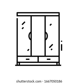 Icono de línea de armario, signo de concepto, ilustración de vector de contorno, símbolo lineal.