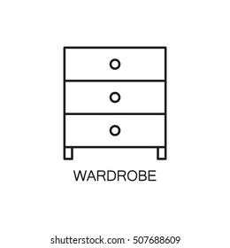Wardrobe line icon. High quality pictogram of wardrobe for home's interior. Outline vector symbol for design website or mobile app. Thin line sign of mirror for logo, visit card, etc.