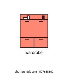 Wardrobe line icon. High quality pictogram of wardrobe for home's interior. Outline vector symbol for design website or mobile app. Thin line sign of mirror for logo, visit card, etc.