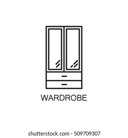 Wardrobe line icon. High quality pictogram of wardrobe for home's interior. Outline vector symbol for design website or mobile app. Thin line sign of mirror for logo, visit card, etc.