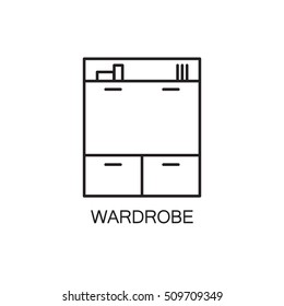 Wardrobe line icon. High quality pictogram of wardrobe for home's interior. Outline vector symbol for design website or mobile app. Thin line sign of mirror for logo, visit card, etc.