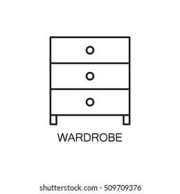 Wardrobe line icon. High quality pictogram of wardrobe for home's interior. Outline vector symbol for design website or mobile app. Thin line sign of mirror for logo, visit card, etc.
