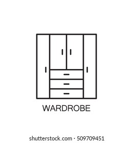 Wardrobe line icon. High quality pictogram of wardrobe for home's interior. Outline vector symbol for design website or mobile app. Thin line sign of mirror for logo, visit card, etc.