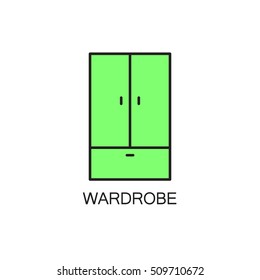 Wardrobe line icon. High quality pictogram of wardrobe for home's interior. Outline vector symbol for design website or mobile app. Thin line sign of mirror for logo, visit card, etc.