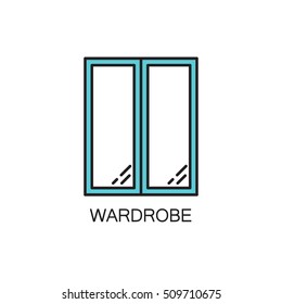 Wardrobe line icon. High quality pictogram of wardrobe for home's interior. Outline vector symbol for design website or mobile app. Thin line sign of mirror for logo, visit card, etc.