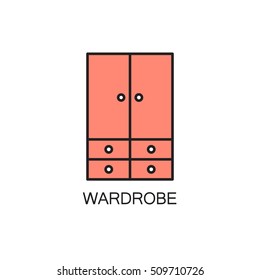 Wardrobe line icon. High quality pictogram of wardrobe for home's interior. Outline vector symbol for design website or mobile app. Thin line sign of mirror for logo, visit card, etc.
