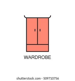 Wardrobe line icon. High quality pictogram of wardrobe for home's interior. Outline vector symbol for design website or mobile app. Thin line sign of mirror for logo, visit card, etc.